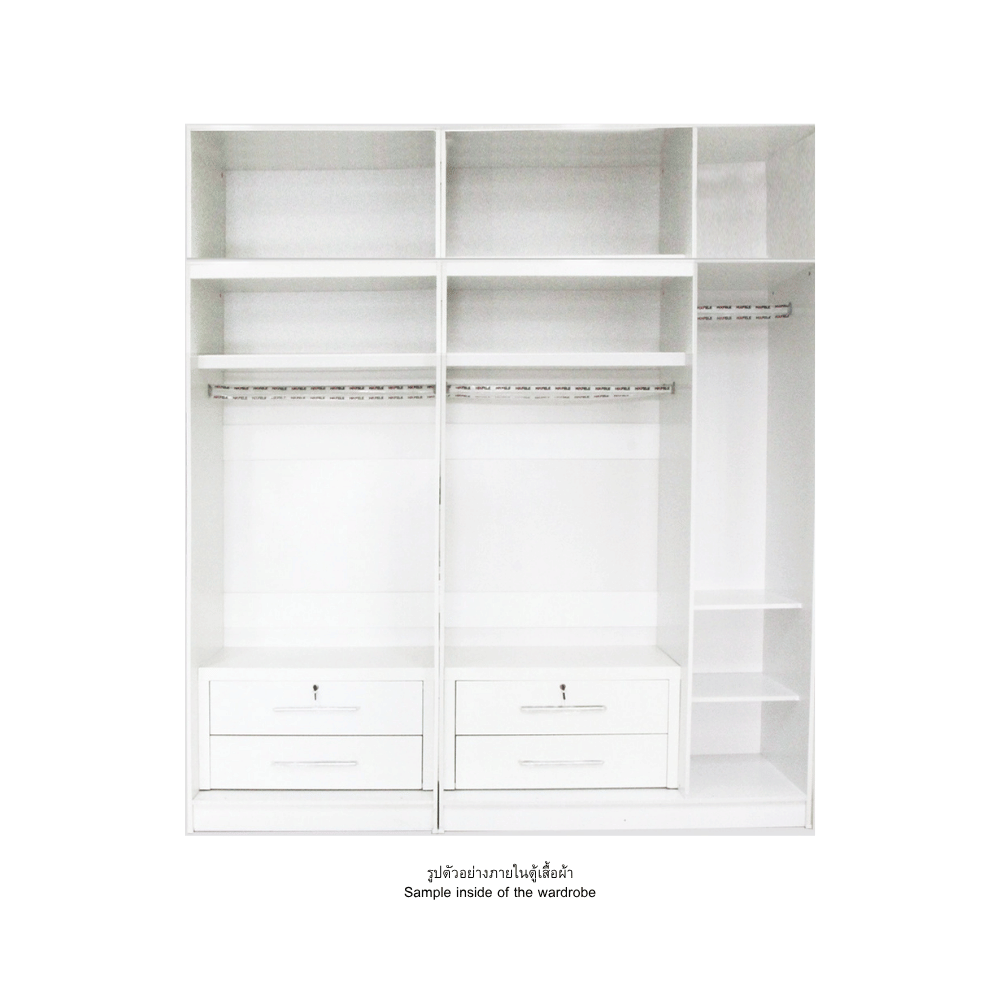 ตู้เสื้อผ้า 5 บานเปิด WISDOM DESIGN FURNITURE รุ่น MILANO225 สีขาว